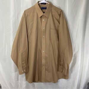 Stafford Tan Dress Shirt Classic Fit Long Sleeves